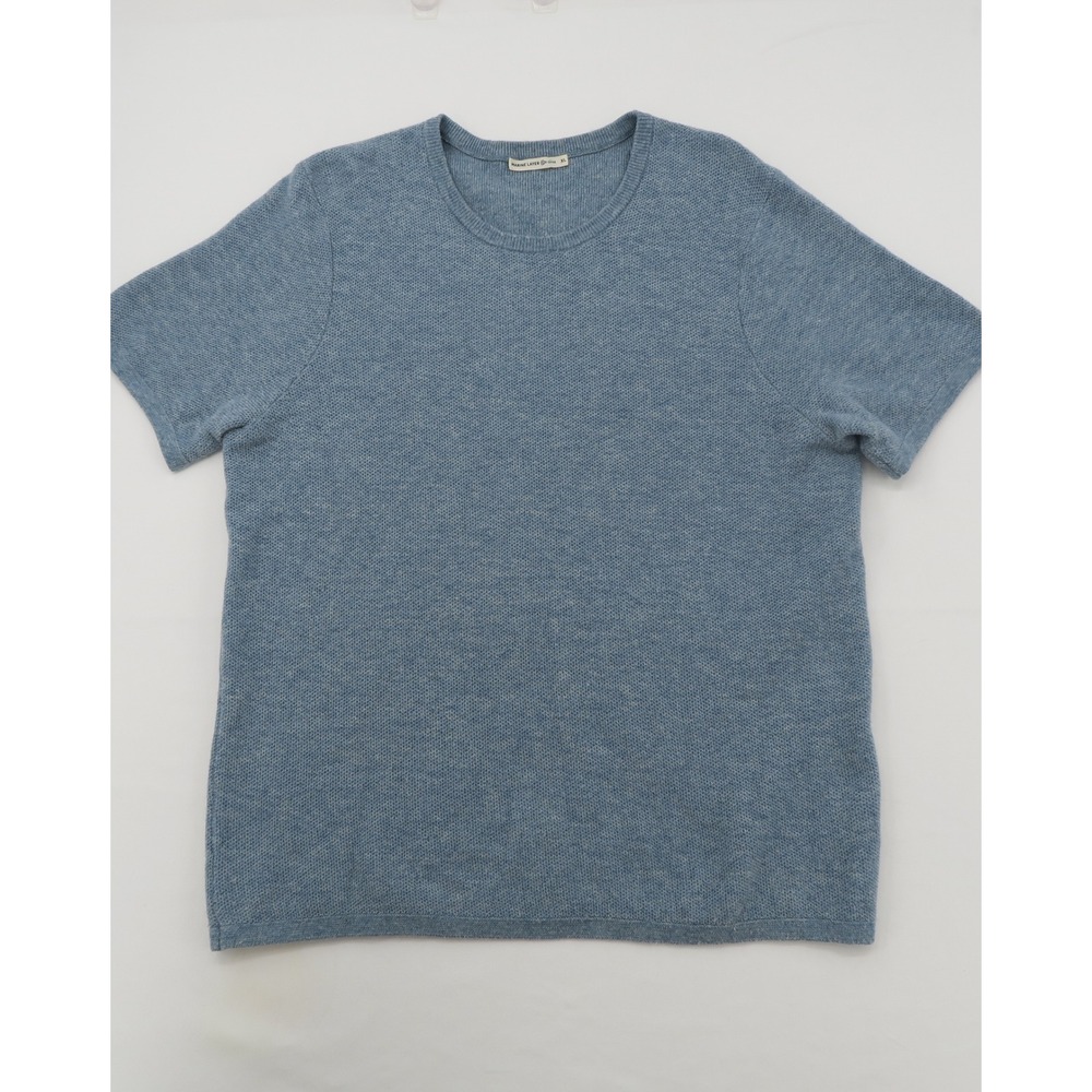 Marine Layer Re-Spun Merino Wool Blend Short Sleeve Sweater Blue Mens XL
